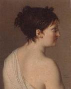 Elise Bruyere Study of a young woman,half-length,in profile,wearing a white robe France oil painting artist